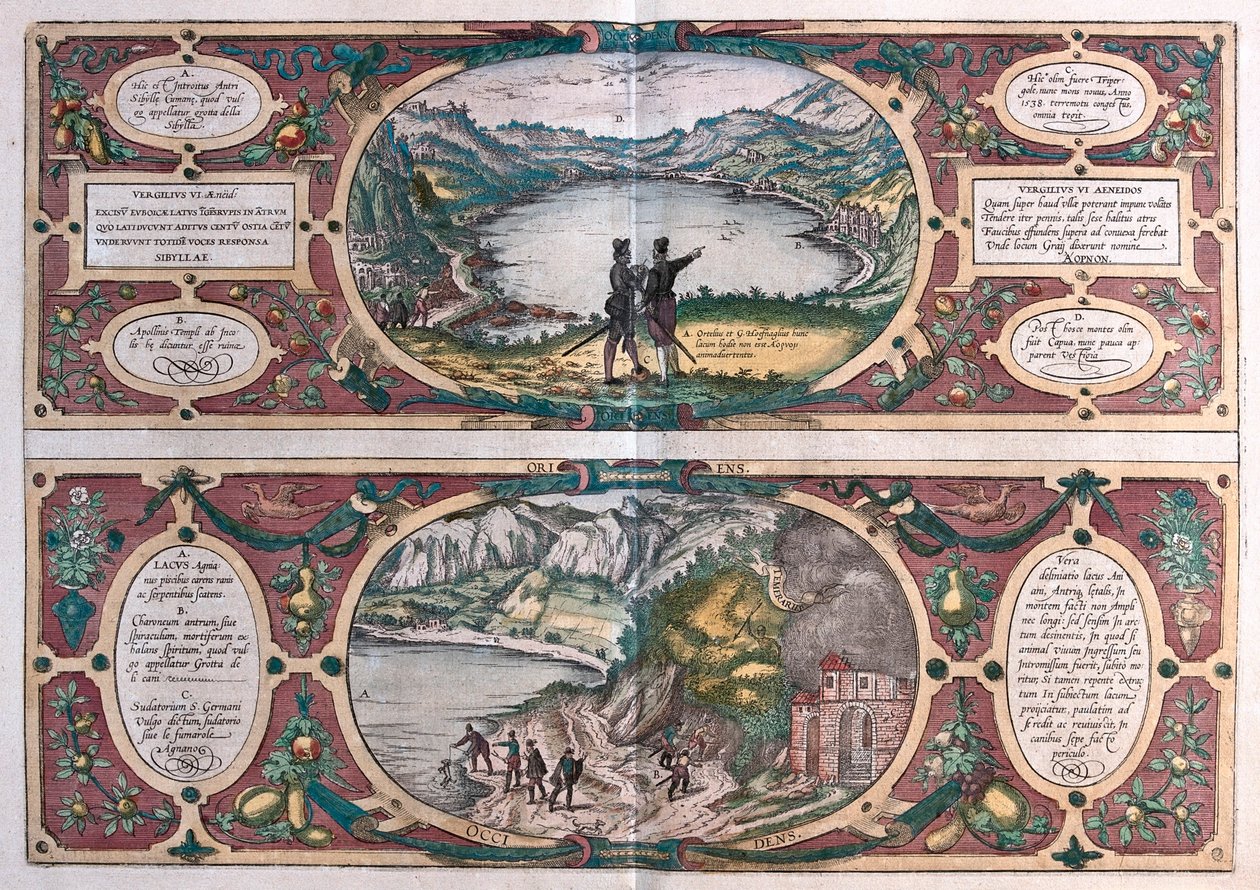 Grotta of the Sibilla - Ostia - Agnano, Italien i "Civitates Orbis Terrarum" av Georg Braun, Köln 1617 av Georg Braun