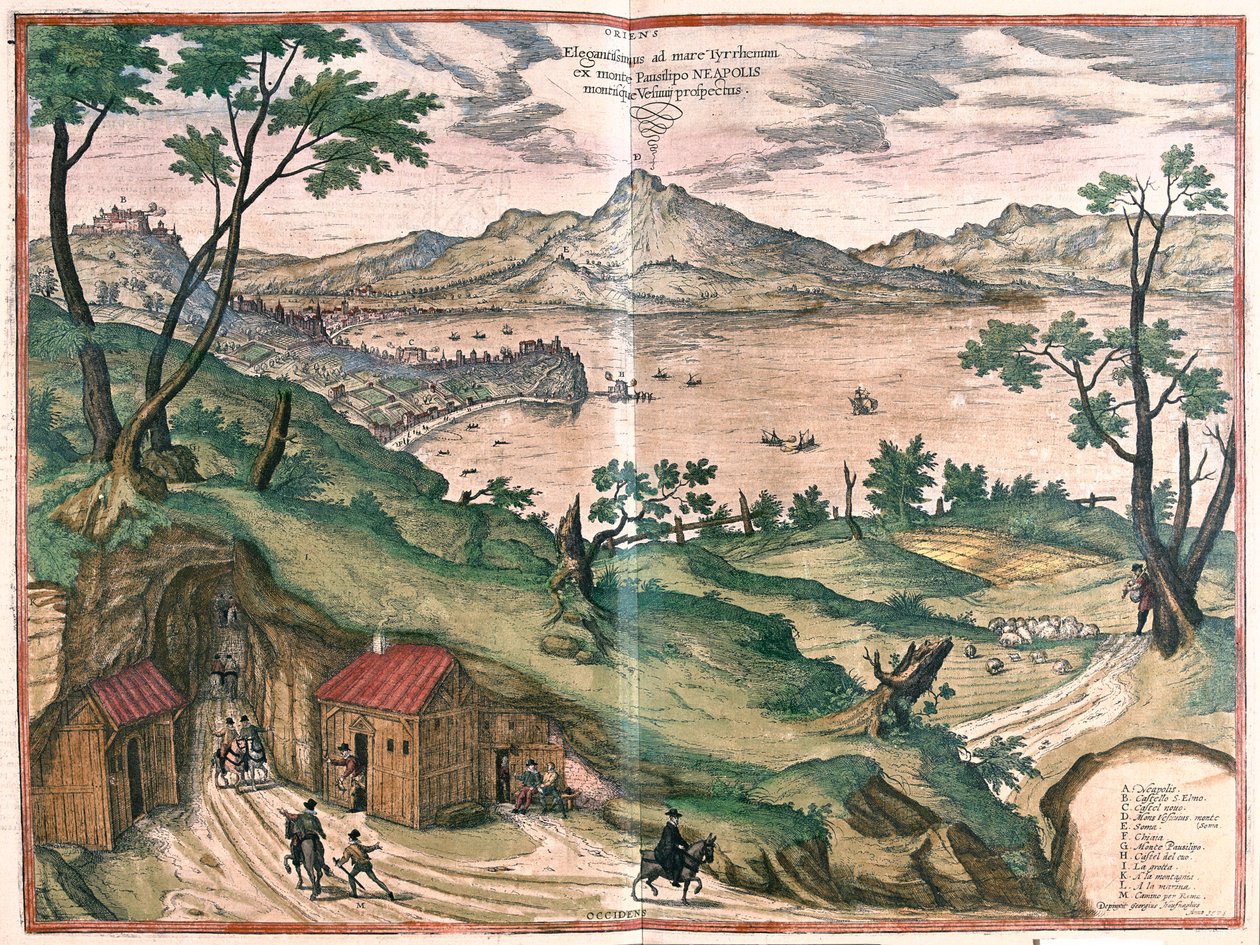 Neapelbukten och Vesuvio - i "Civitates Orbis Terrarum" av Georg Braun, Köln 1617 av Georg Braun