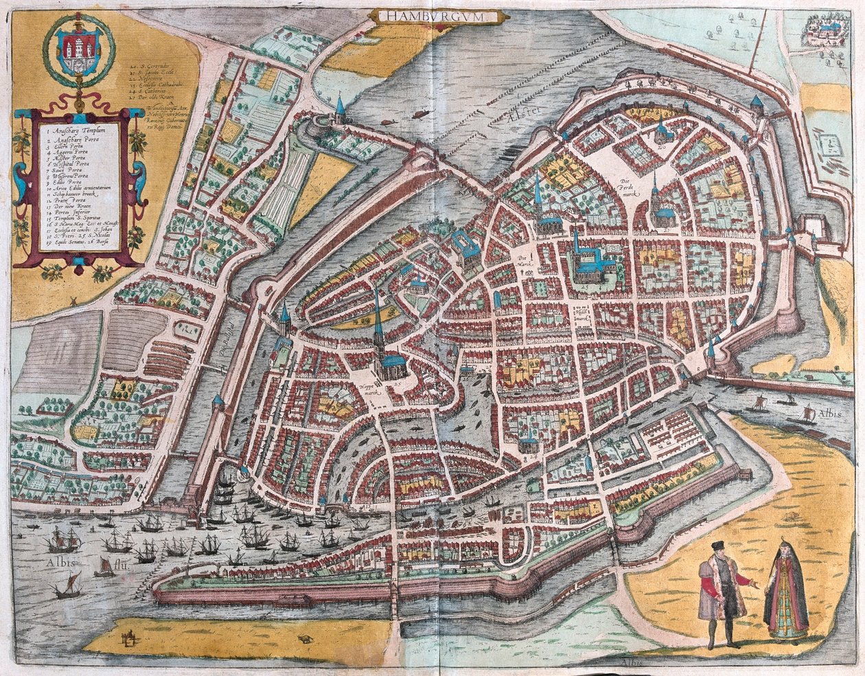 Hamburg, Tyskland - i "Civitates Orbis Terrarum" av Georg Braun, Köln 1617 av Georg Braun