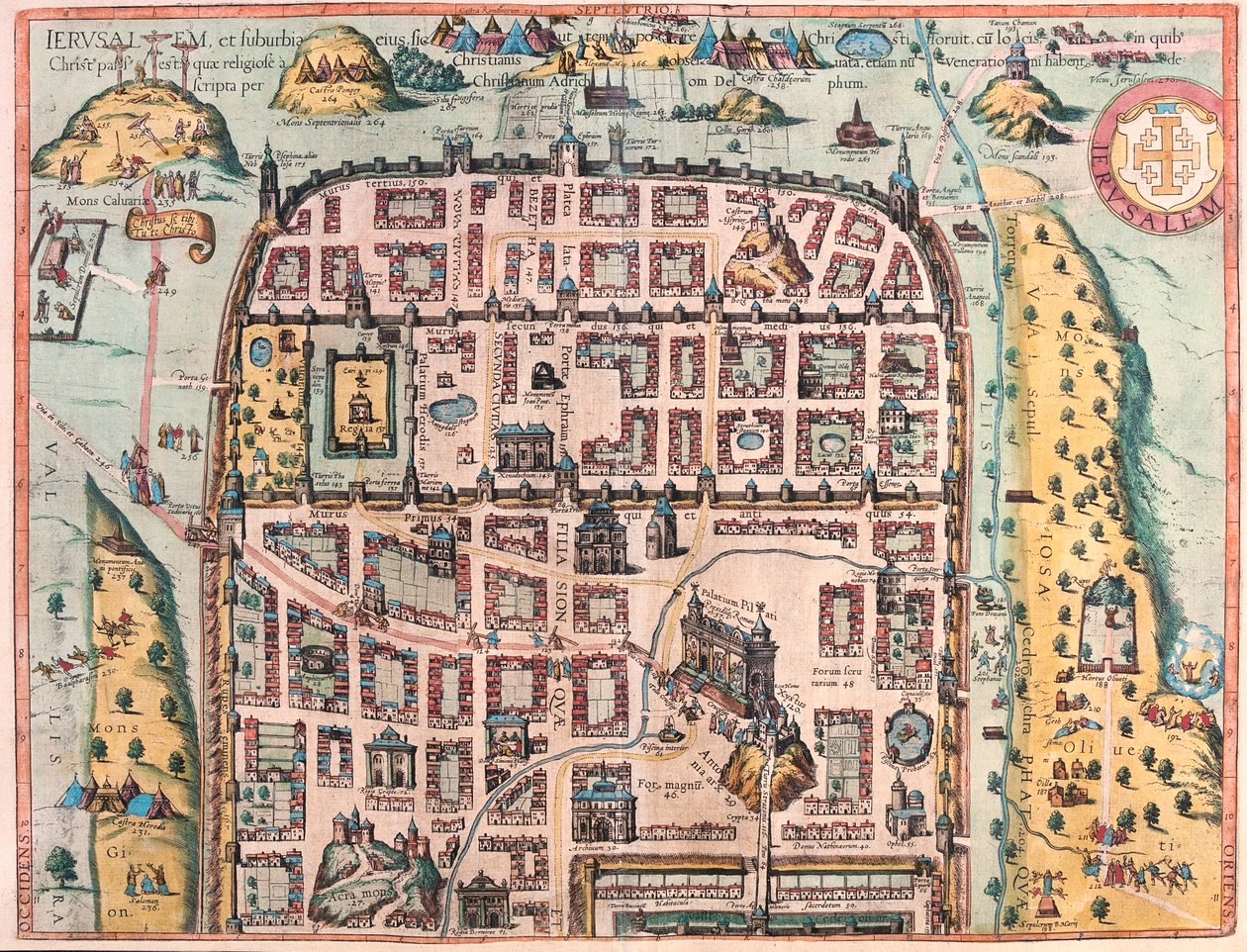 Jerusalem, Israel - i "Civitates Orbis Terrarum" av Georg Braun, Köln 1617 av Georg Braun