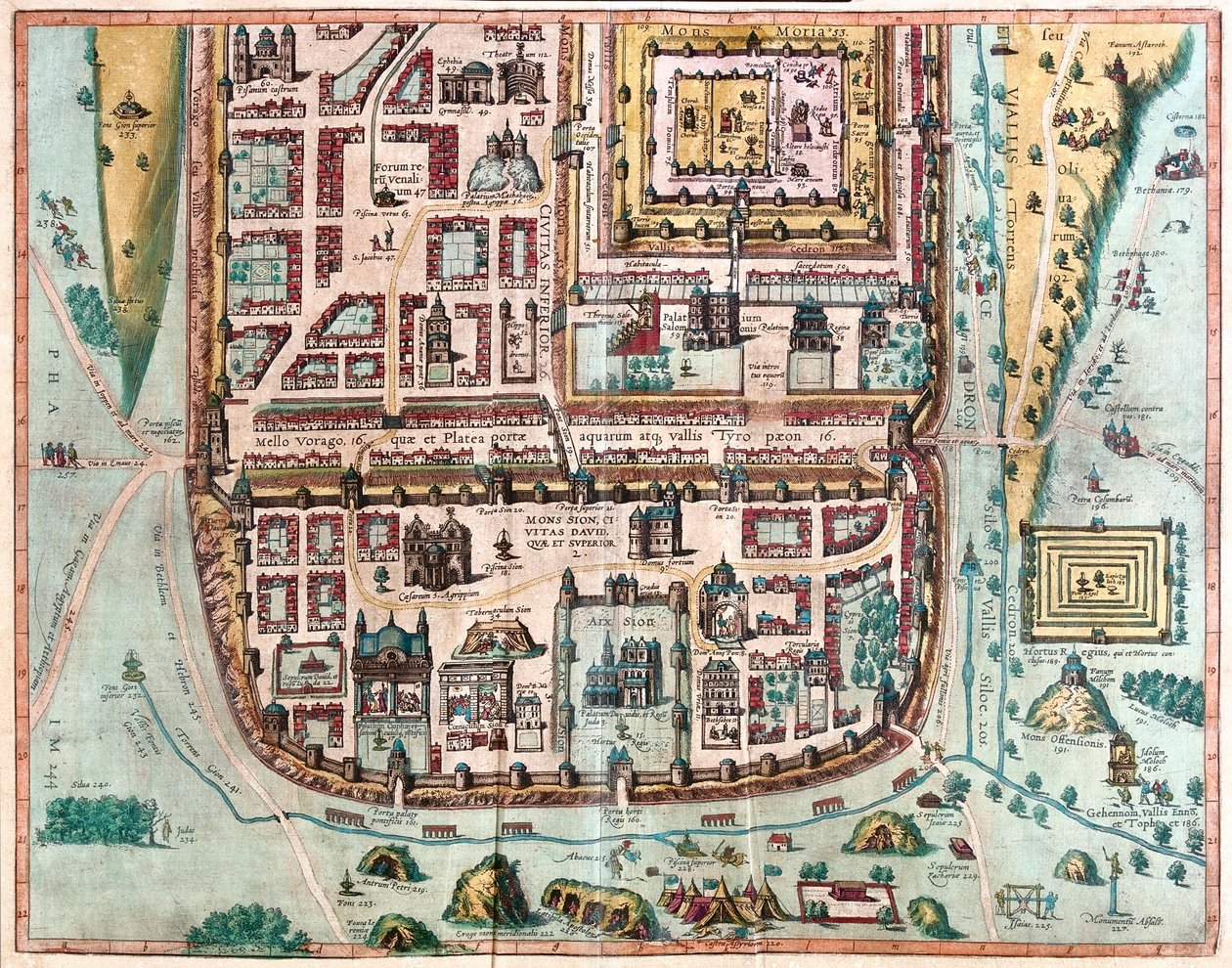 Jerusalem, Israel - i "Civitates Orbis Terrarum" av Georg Braun, Köln 1617 av Georg Braun