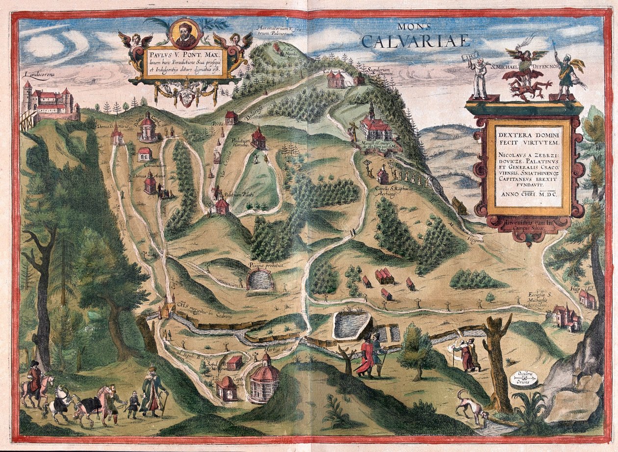Kalwarya Zebrzydowka (sydost om Kraków), Polen - i "Civitates Orbis Terrarum" av Georg Braun, Köln 1617 av Georg Braun