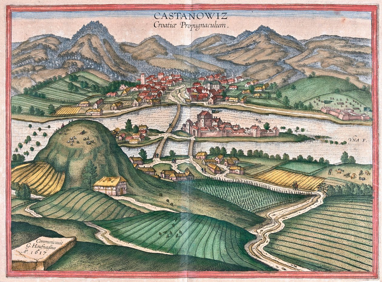 Kostajnica, Kroatien - i "Civitates Orbis Terrarum" av Georg Braun, Köln 1617 av Georg Braun