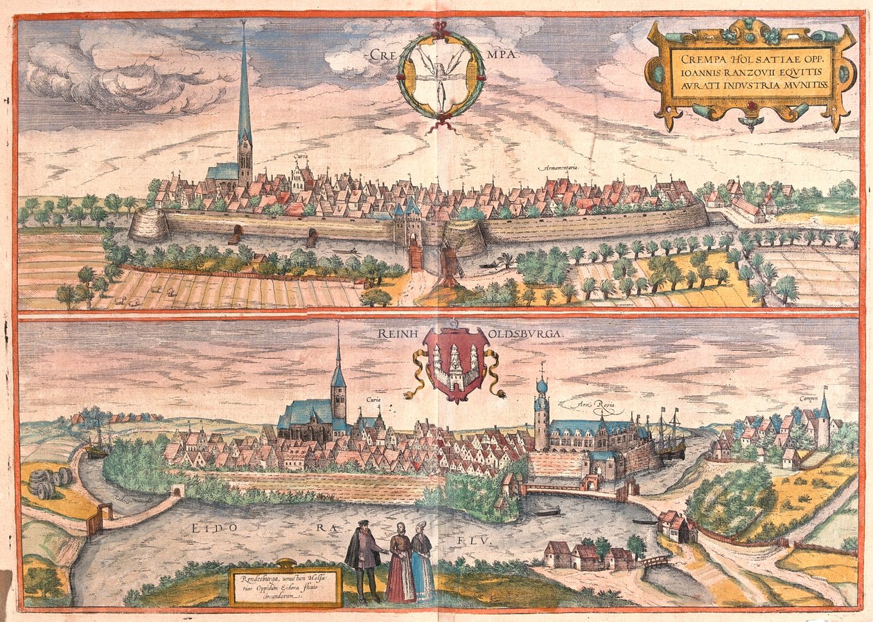 Krempe, Rendsburg, Tyskland - i "Civitates Orbis Terrarum" av Georg Braun, Köln 1617 av Georg Braun