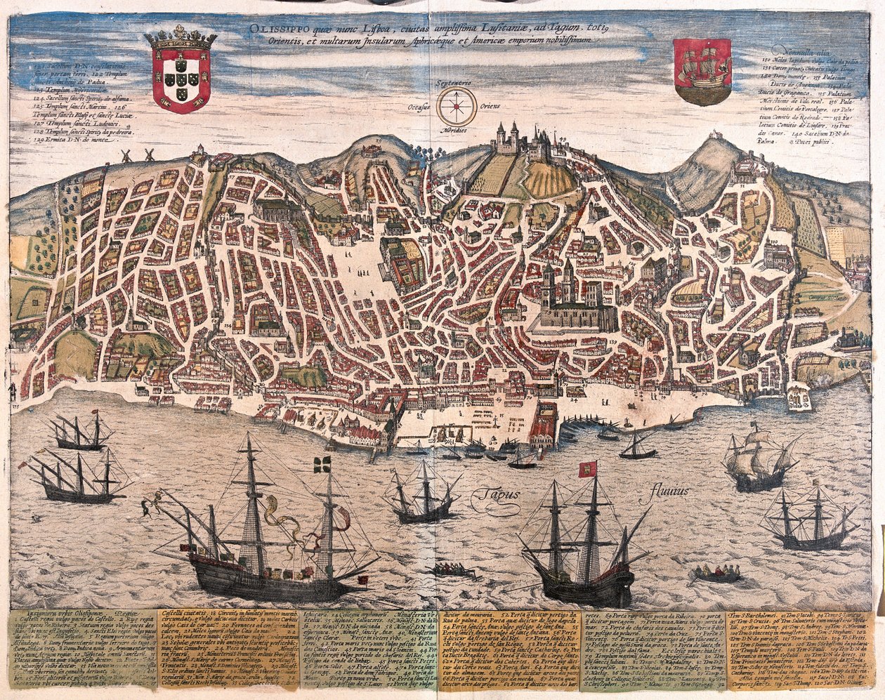Lissabon, Portugal - i "Civitates Orbis Terrarum" av Georg Braun, Köln 1617 av Georg Braun