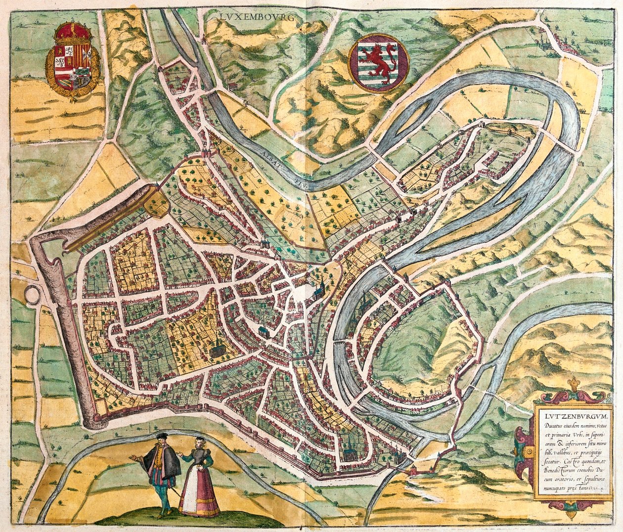 Luxenbourg, i "Civitates Orbis Terrarum" av Georg Braun, Köln 1617 av Georg Braun