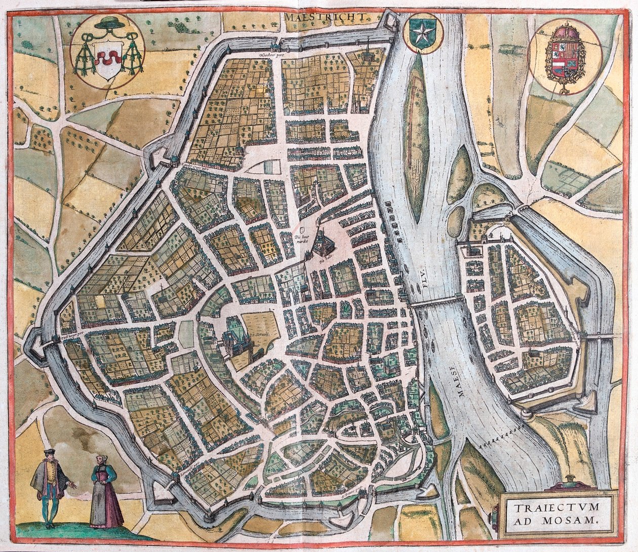 Maastricht, Nederländerna, i "Civitates Orbis Terrarum" av Georg Braun, Köln 1617 av Georg Braun