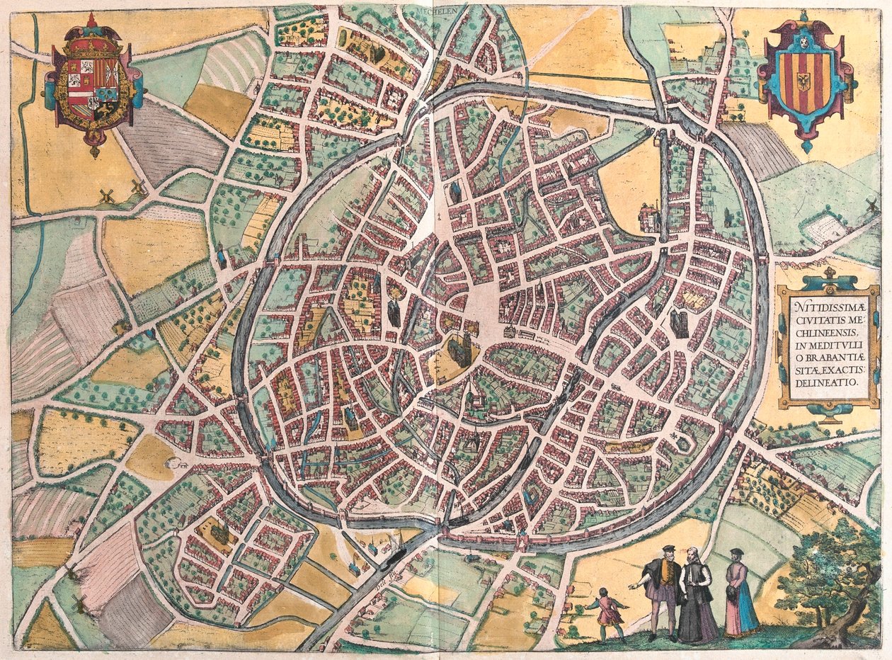 Mechelen, Belgien, i "Civitates Orbis Terrarum" av Georg Braun, Köln 1617 av Georg Braun