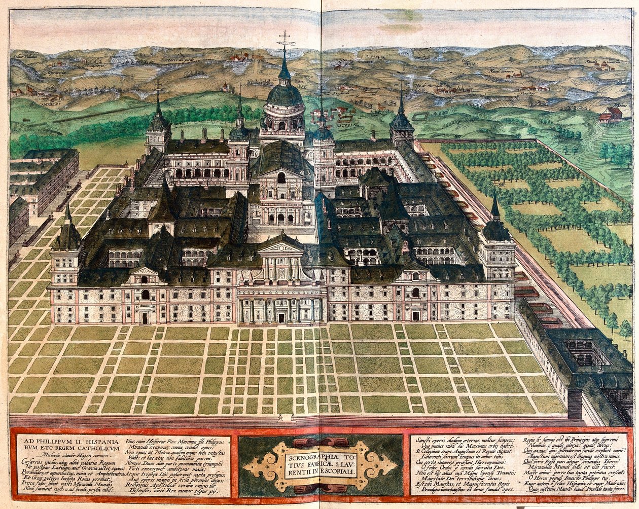 Klostret (kung Filip II:s palats), Spanien - i "Civitates Orbis Terrarum" av Georg Braun, Köln 1617 av Georg Braun