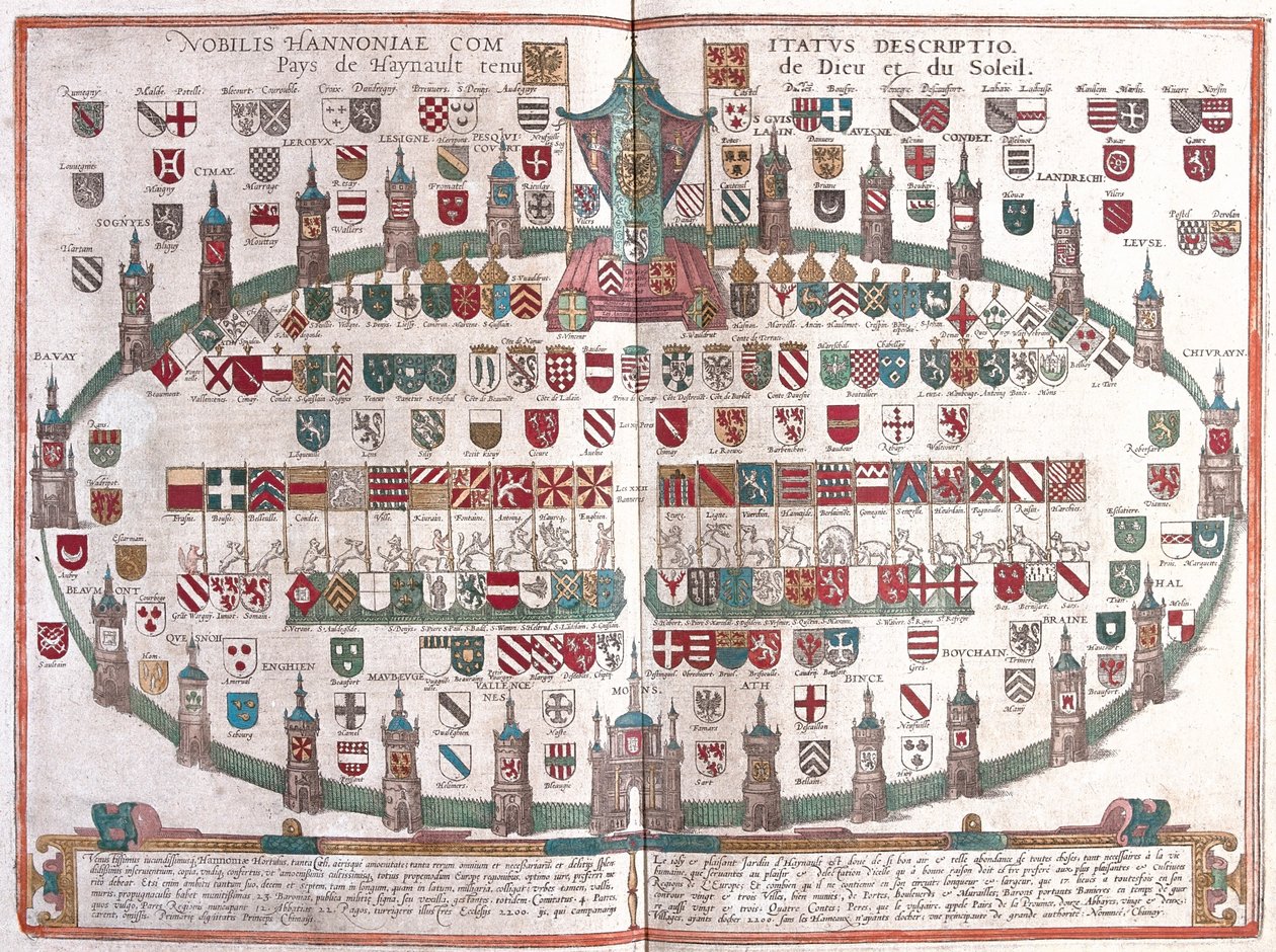 Mons , Belgien - i "Civitates Orbis Terrarum" av Georg Braun, Köln 1617 av Georg Braun
