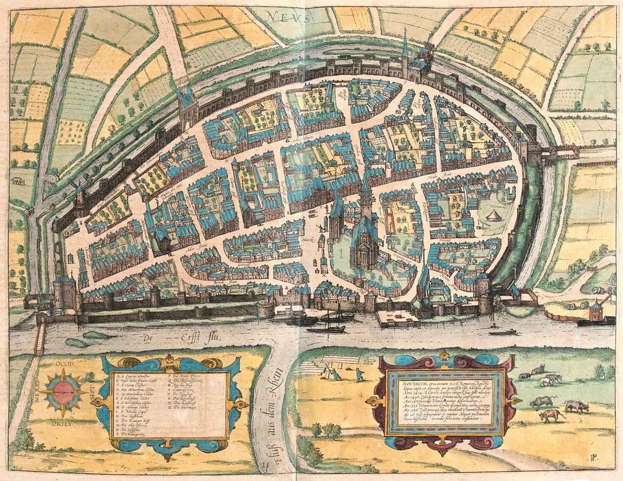 Neuss, Tyskland - i "Civitates Orbis Terrarum" av Georg Braun, Köln 1617 av Georg Braun