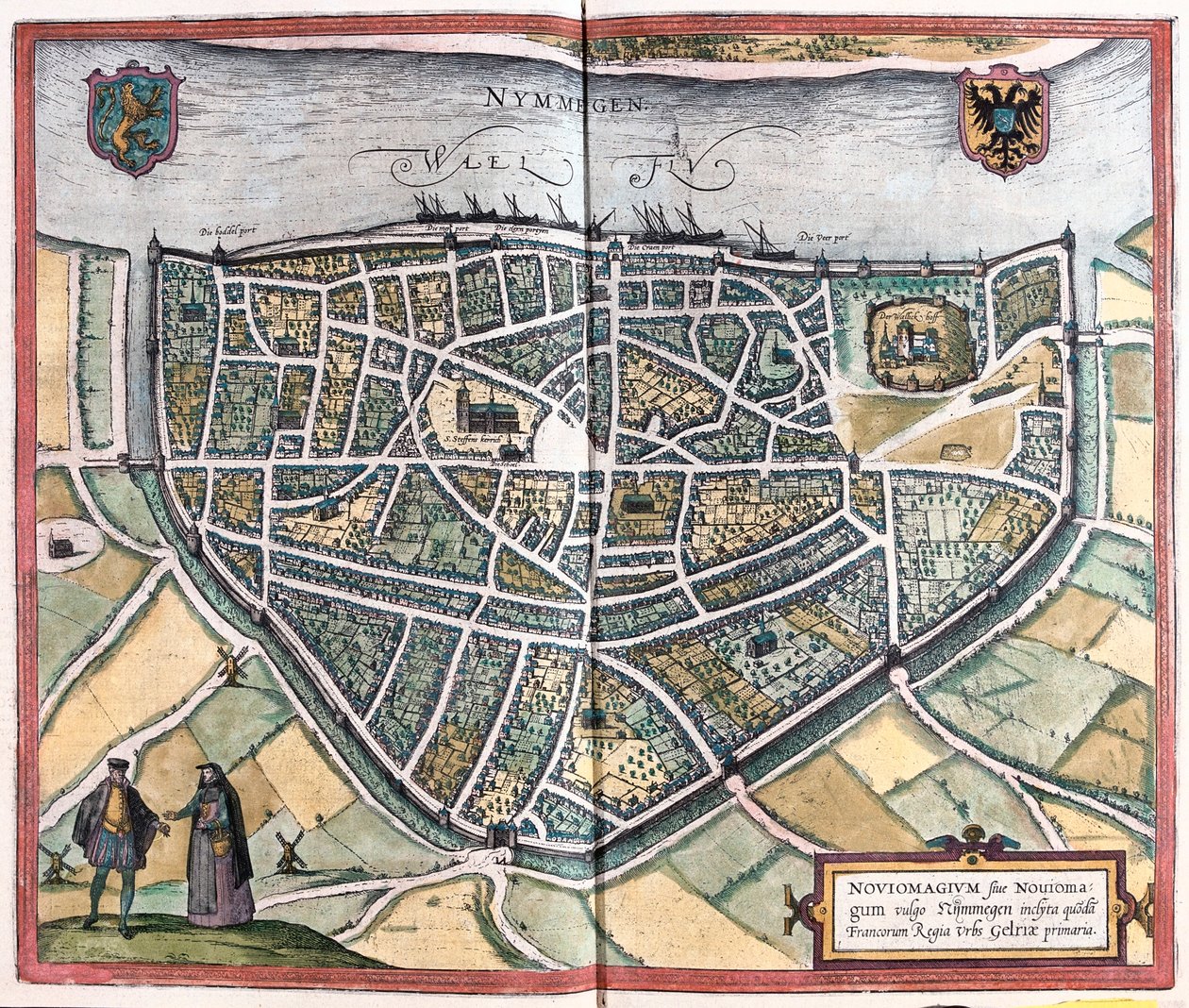 Nijmegen - Nederländerna, i "Civitates Orbis Terrarum" av Georg Braun, Köln 1617 av Georg Braun