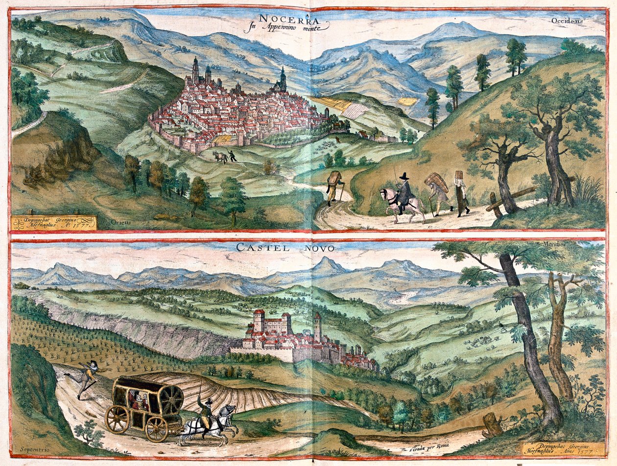 Nocera Umbra - Castelnuovo di Porto, Italien - i "Civitates Orbis Terrarum" av Georg Braun, Köln 1617 av Georg Braun