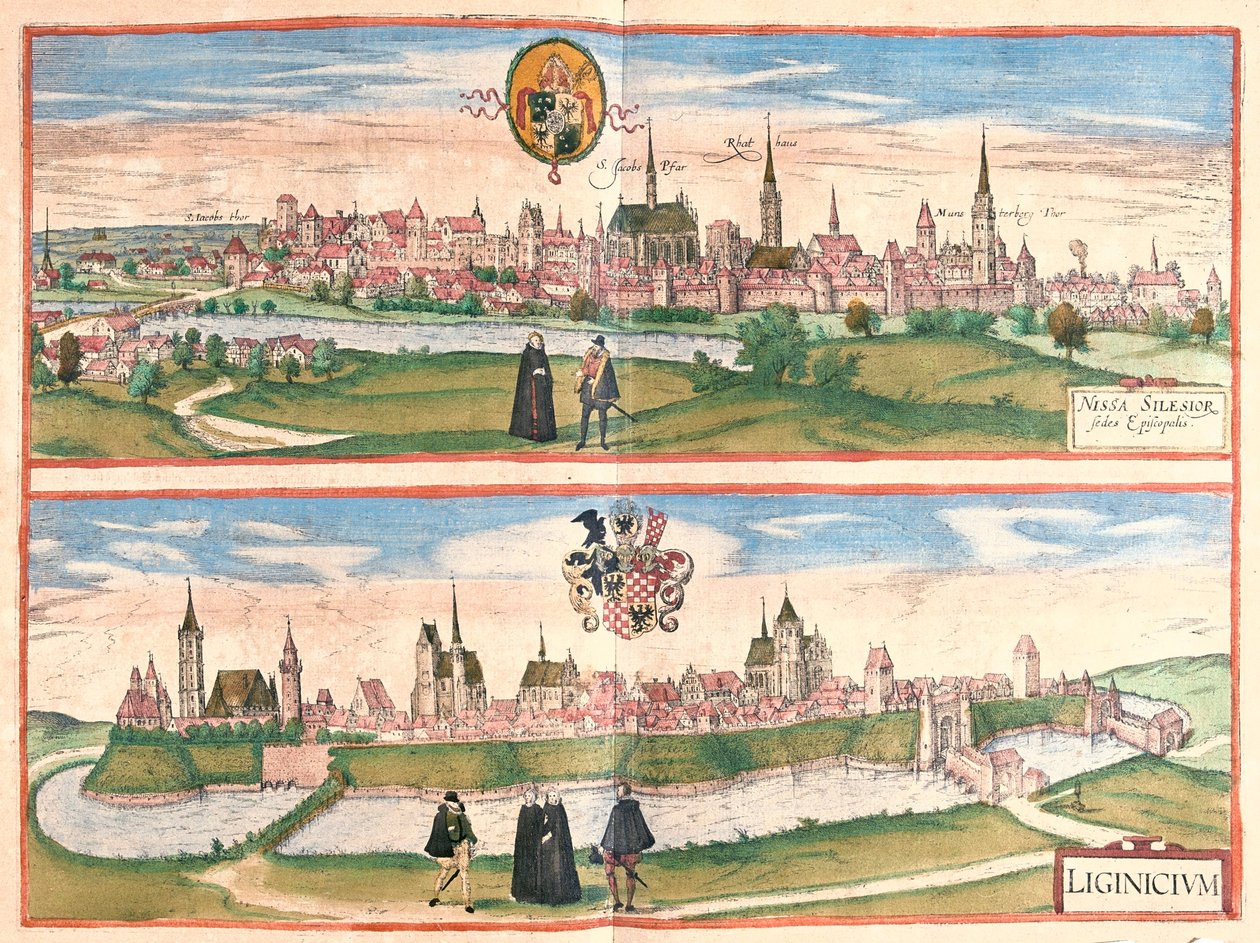 Nysa - Legnica, Polen - i "Civitates Orbis Terrarum" av Georg Braun, Köln 1617 av Georg Braun