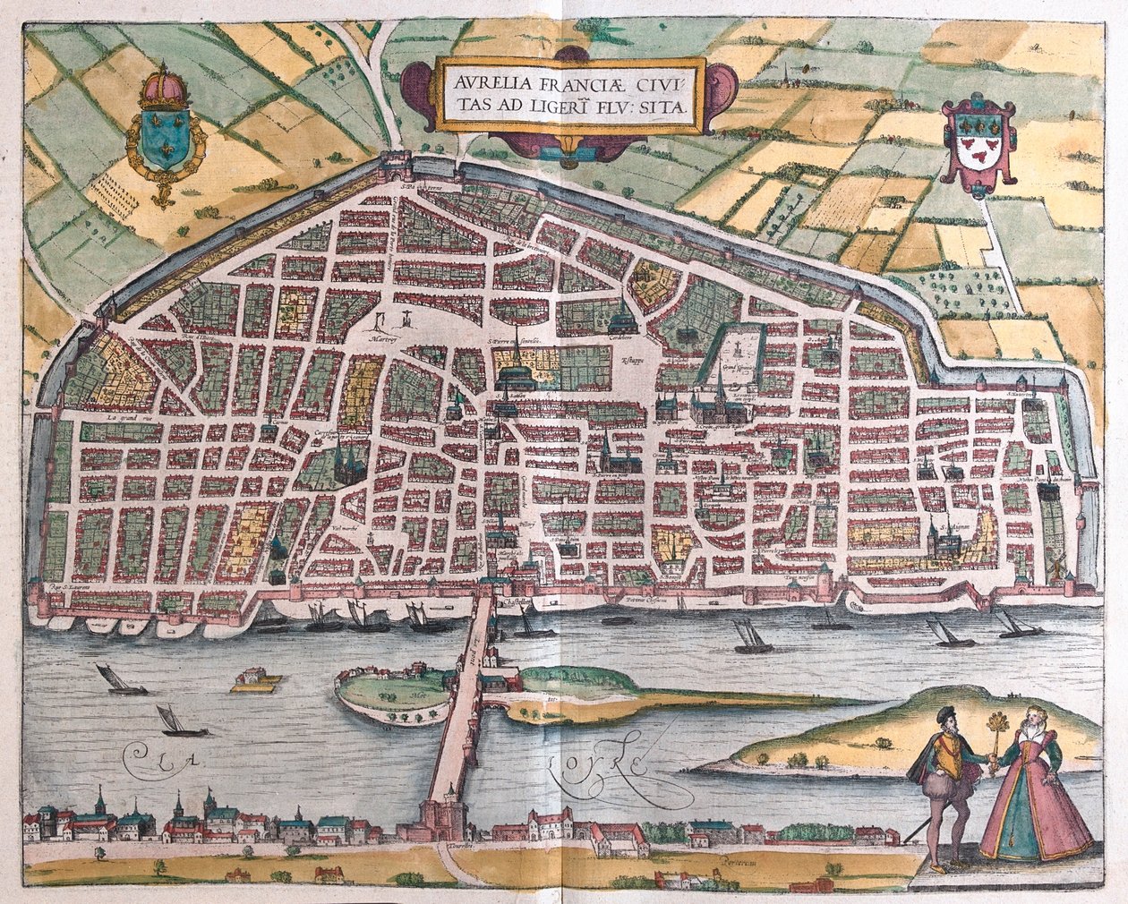 Orleans - Frankrike, i "Civitates Orbis Terrarum" av Georg Braun, Köln 1617 av Georg Braun