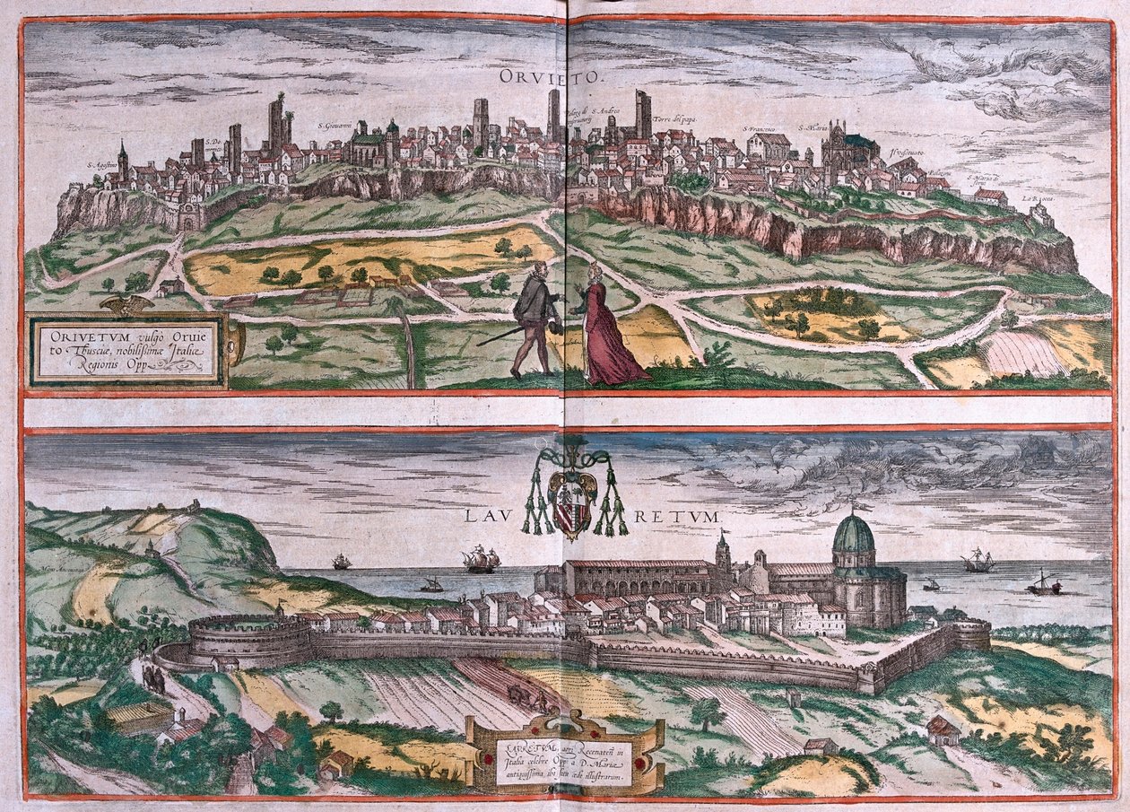Orvieto - Loreto-helgedomen, Italien - i "Civitates Orbis Terrarum" av Georg Braun, Köln 1617 av Georg Braun