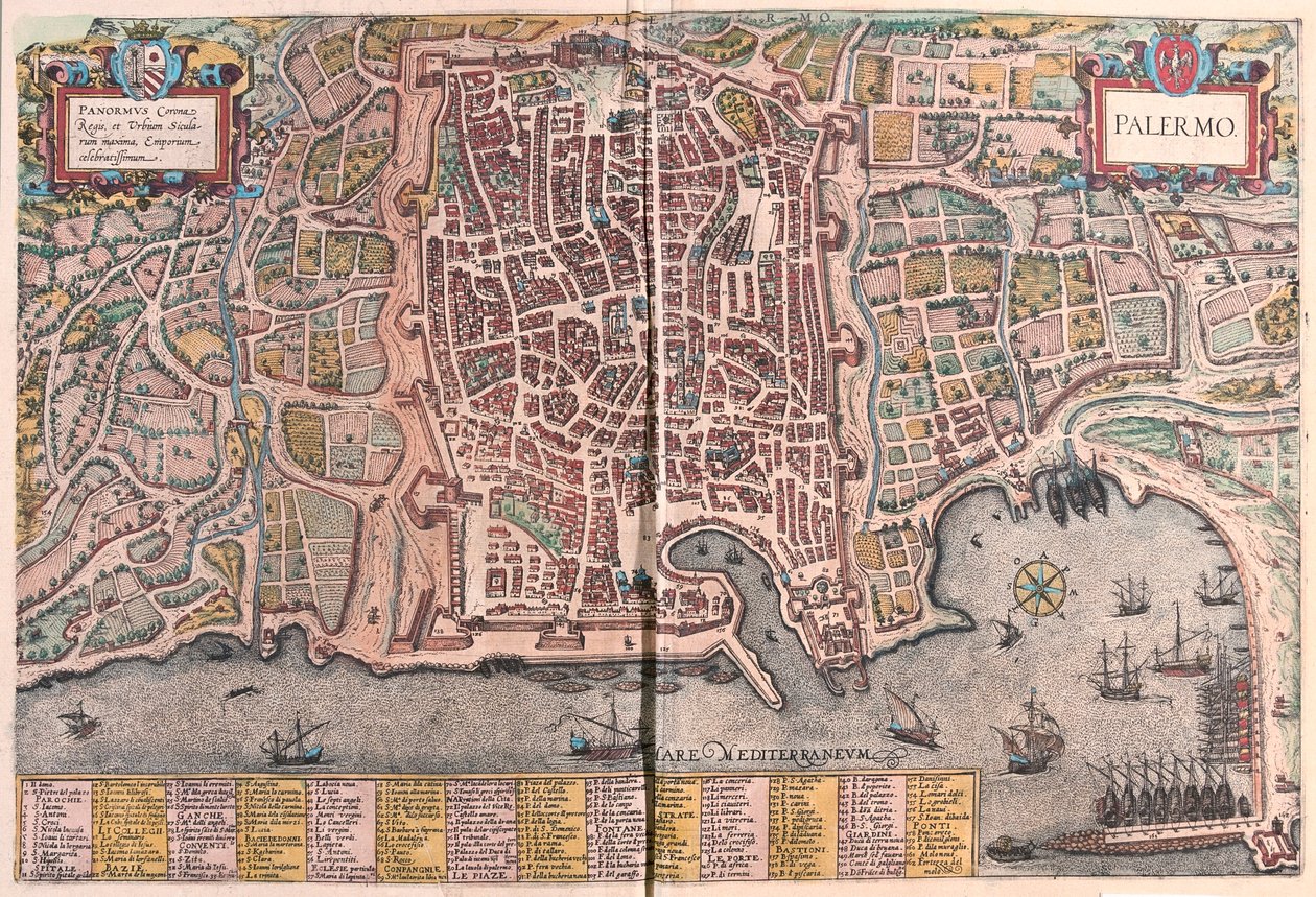 Palermo, Italien - i "Civitates Orbis Terrarum" av Georg Braun, Köln 1617 av Georg Braun