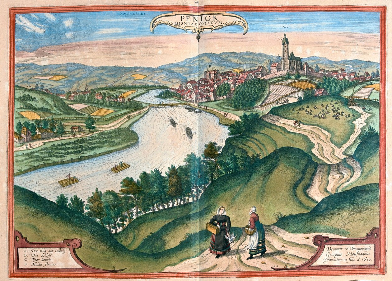 Penig, Tyskland - i "Civitates Orbis Terrarum" av Georg Braun, Köln 1617 av Georg Braun