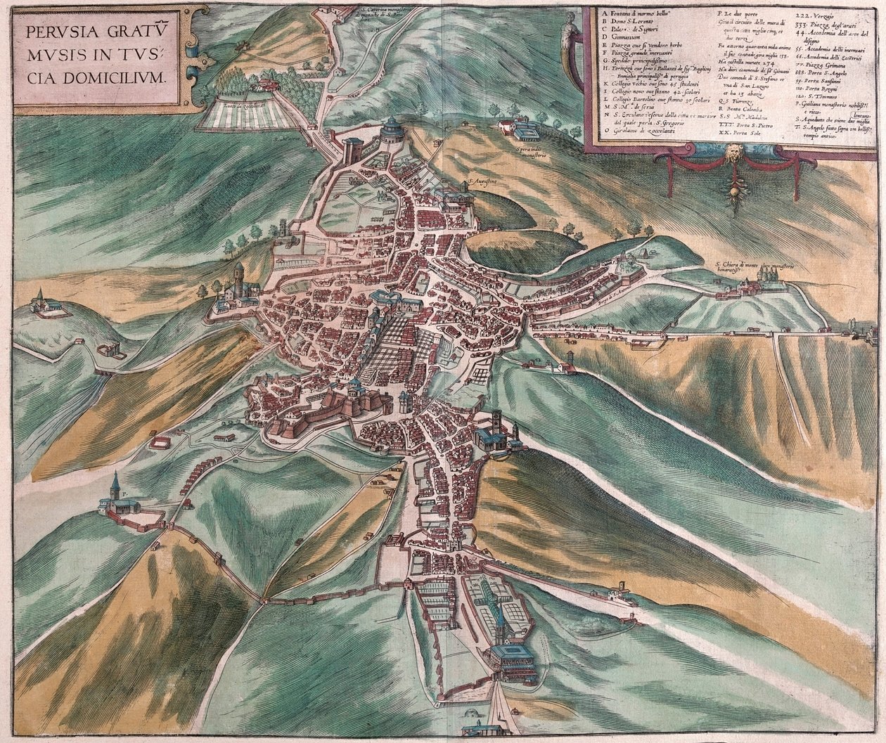 Perugia, Italien - i "Civitates Orbis Terrarum" av Georg Braun, Köln 1617 av Georg Braun