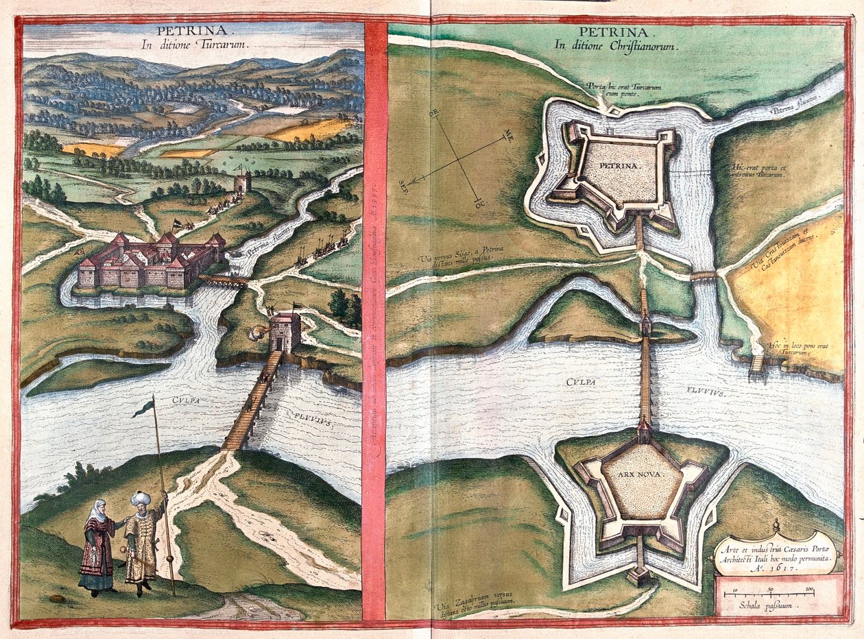 Petrinja, Kroatien - i "Civitates Orbis Terrarum" av Georg Braun, Köln 1617 av Georg Braun