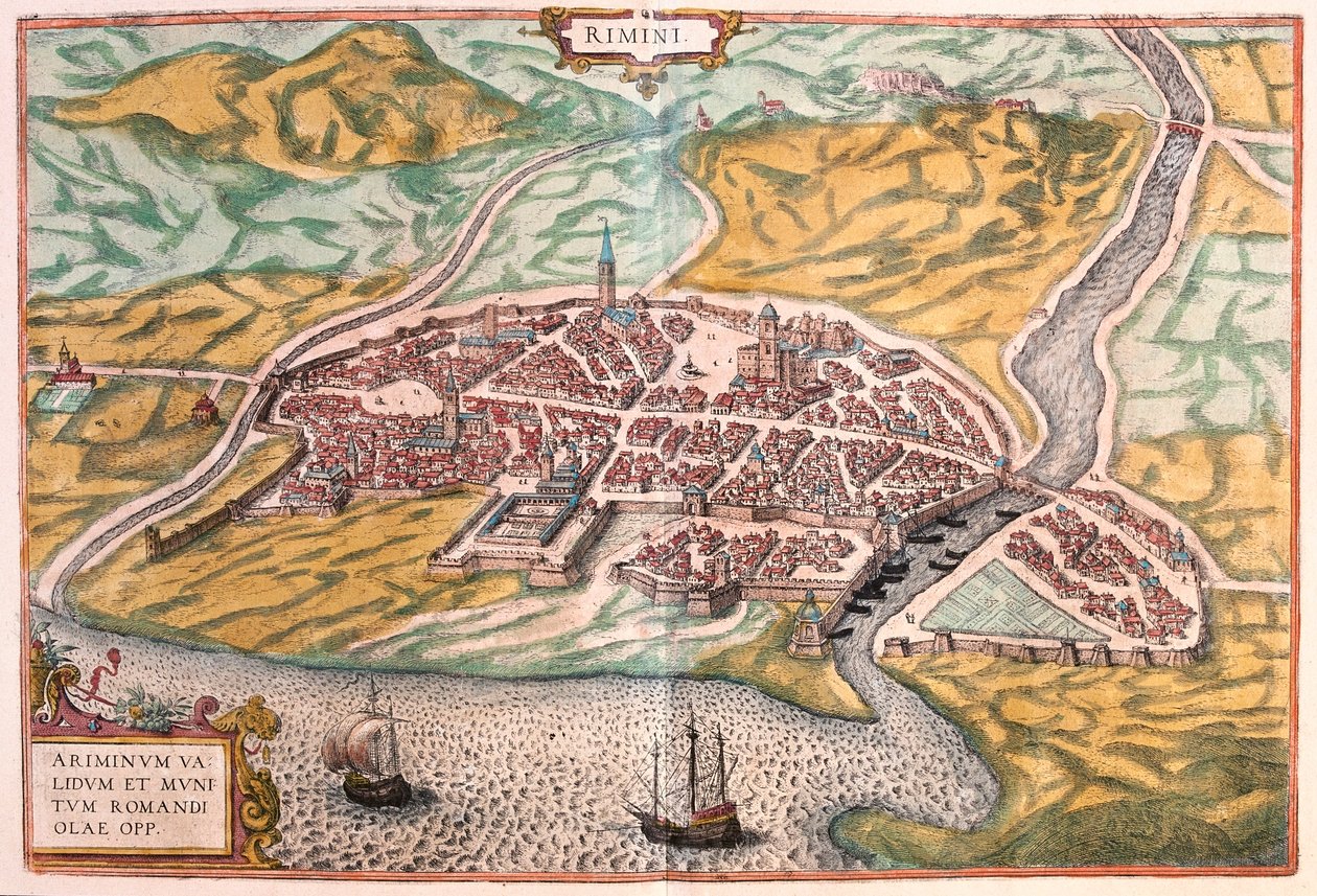 Rimini, Italien - i "Civitates Orbis Terrarum" av Georg Braun, Köln 1617 av Georg Braun