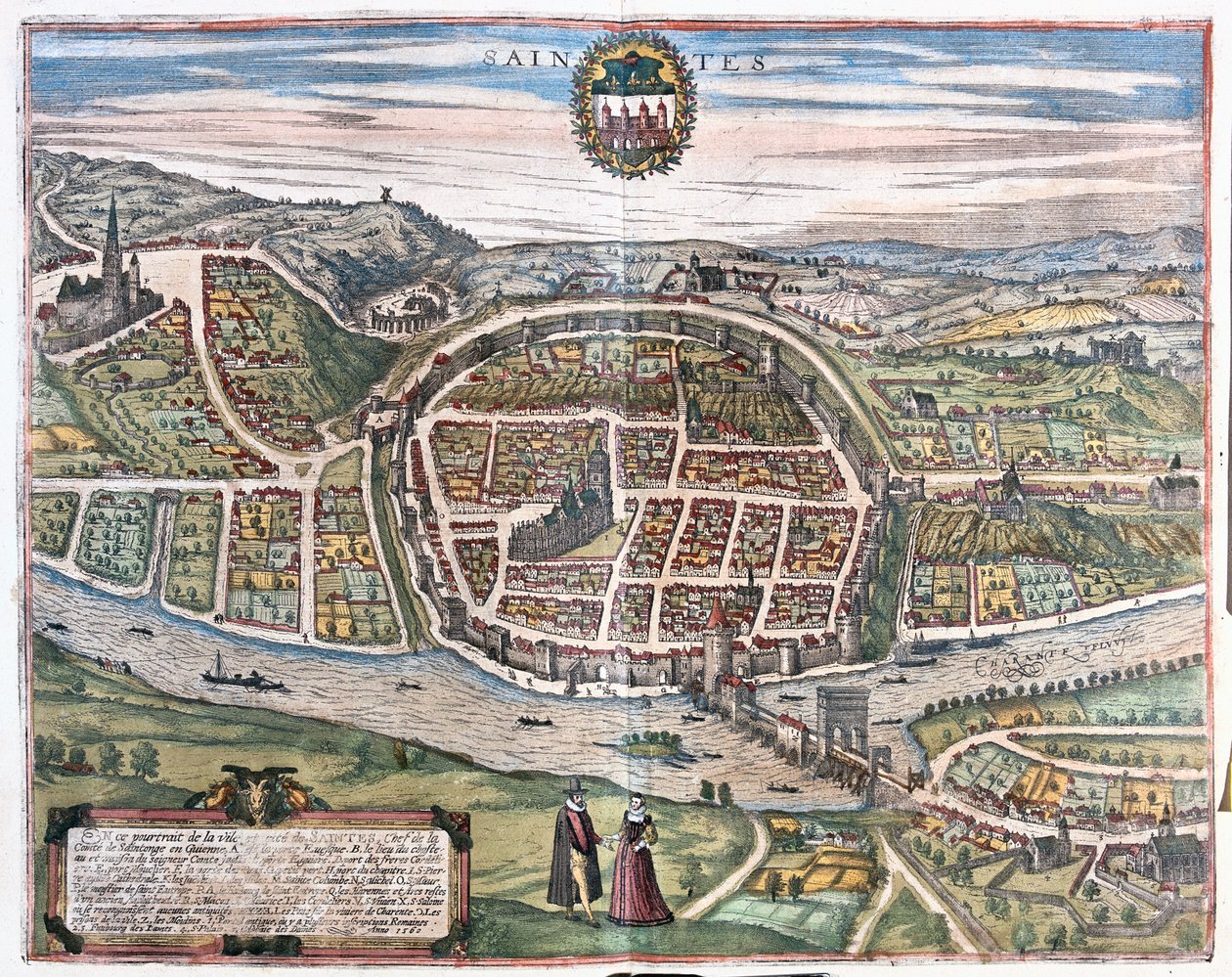 Saintes, Frankrike - i "Civitates Orbis Terrarum" av Georg Braun, Köln 1617 av Georg Braun