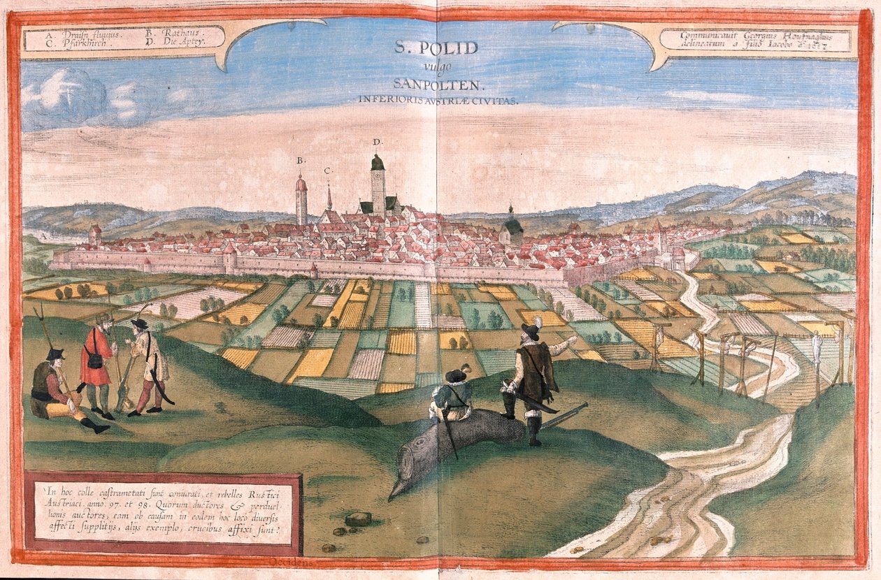 Sankt Polten, Österrike - i "Civitates Orbis Terrarum" av Georg Braun, Köln 1617 av Georg Braun
