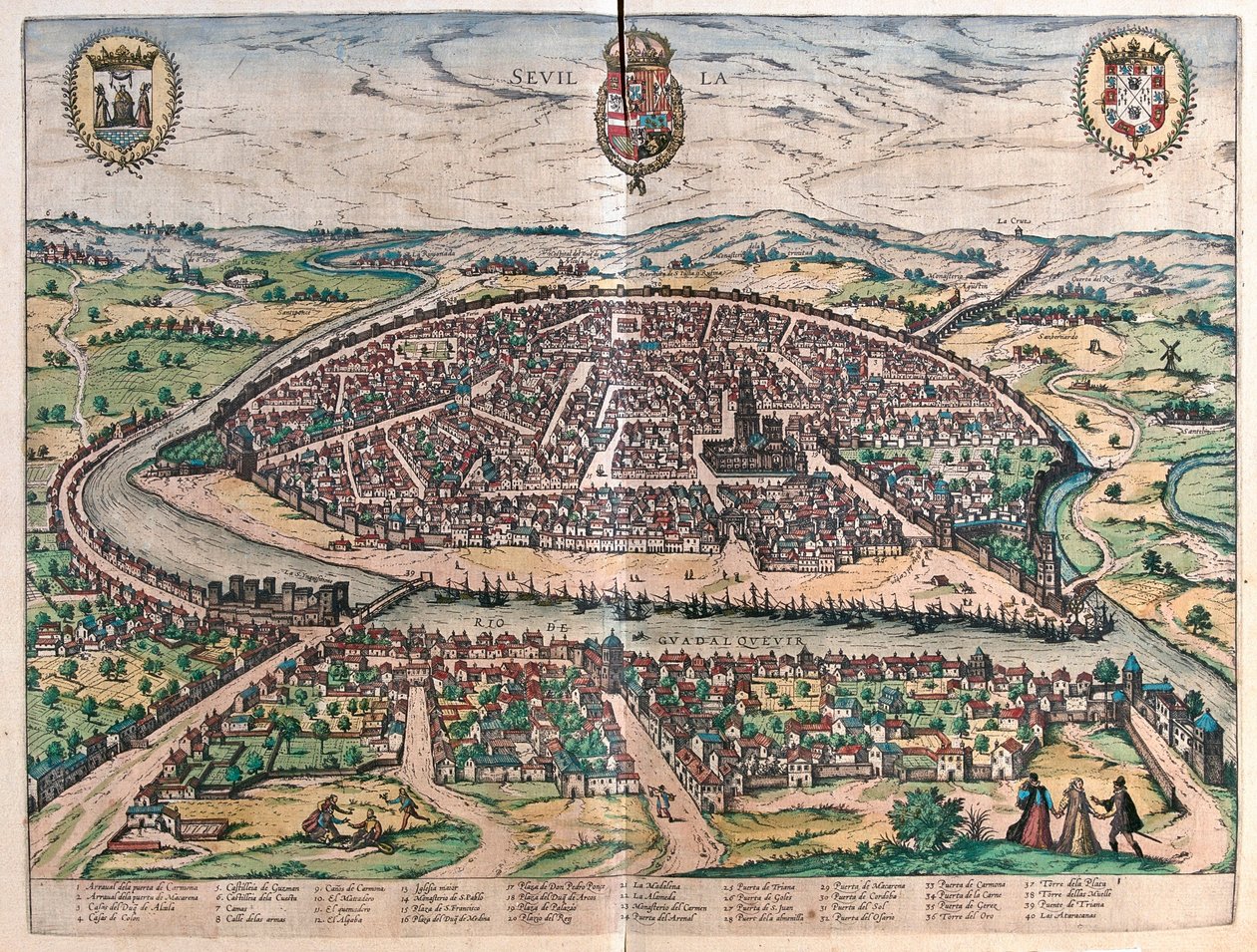 Sevilla, Spanien - i "Civitates Orbis Terrarum" av Georg Braun, Köln 1617 av Georg Braun