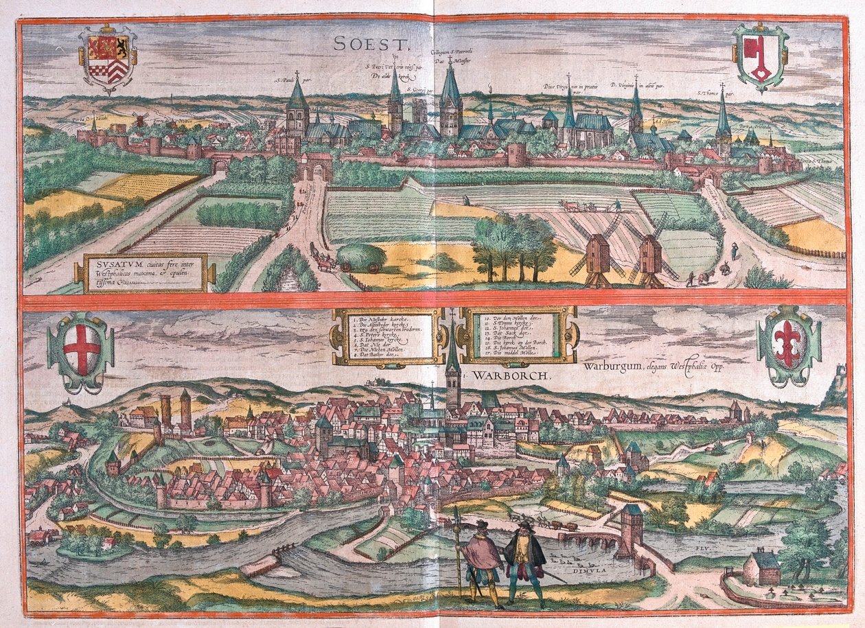Soest, Warburg, Tyskland - i "Civitates Orbis Terrarum" av Georg Braun, Köln 1617 av Georg Braun