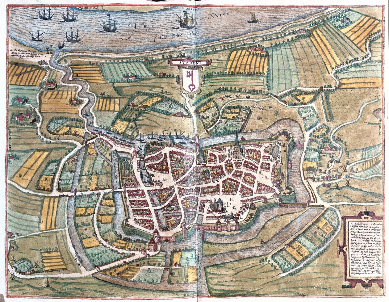 Staden, Tyskland - i "Civitates Orbis Terrarum" av Georg Braun, Köln 1617 av Georg Braun