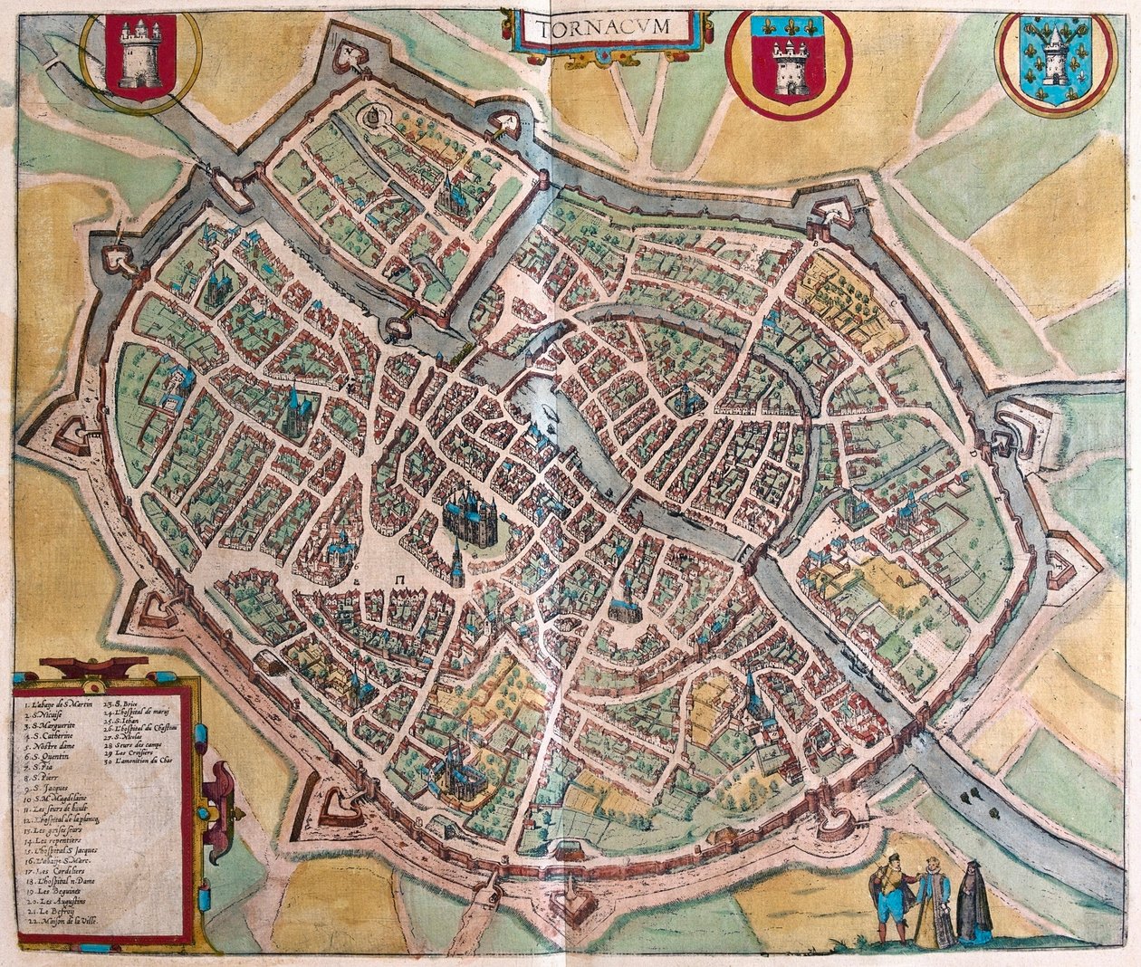 Turnai, Belgien - i "Civitates Orbis Terrarum" av Georg Braun, Köln 1617 av Georg Braun
