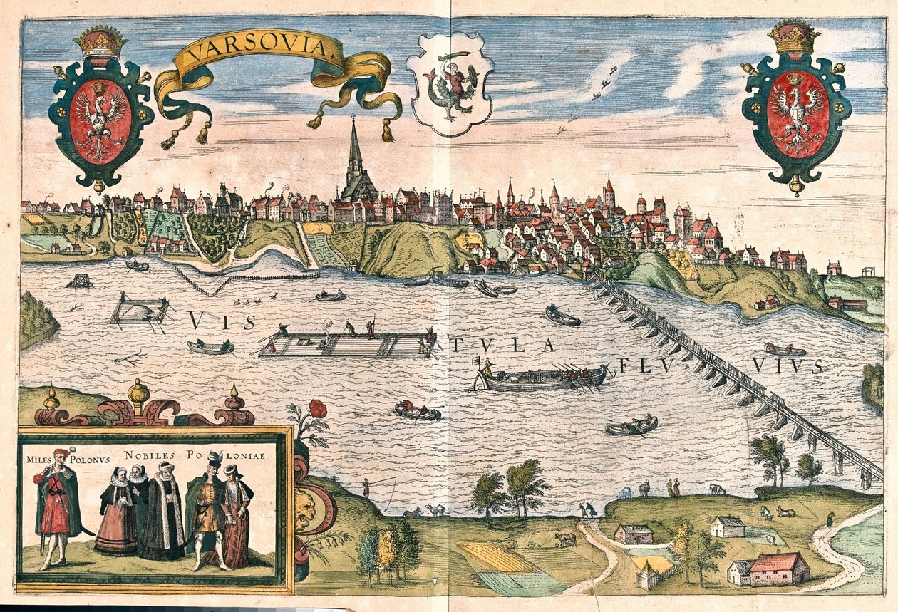 Varsavia, Polen - i "Civitates Orbis Terrarum" av Georg Braun, Köln 1617 av Georg Braun