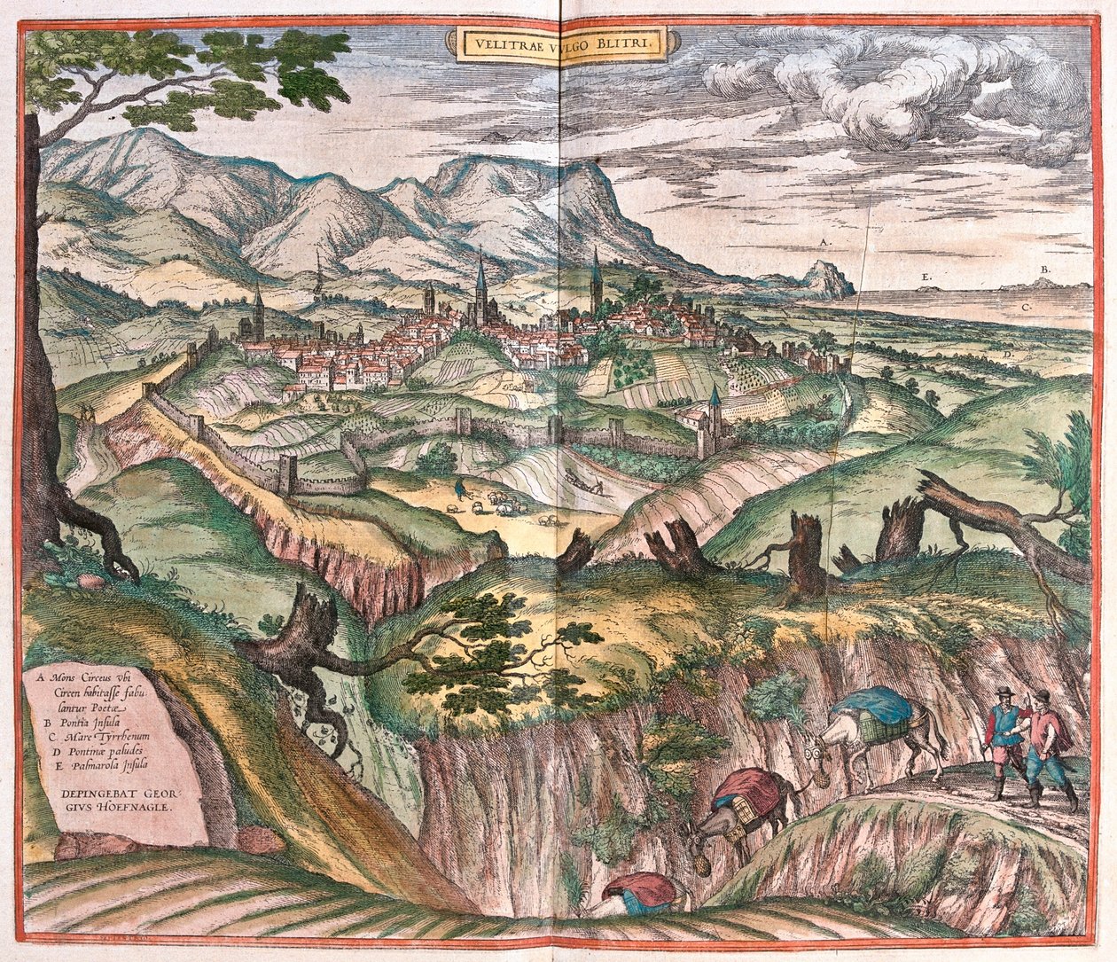 Velletri, Italien - i "Civitates Orbis Terrarum" av Georg Braun, Köln 1617 av Georg Braun