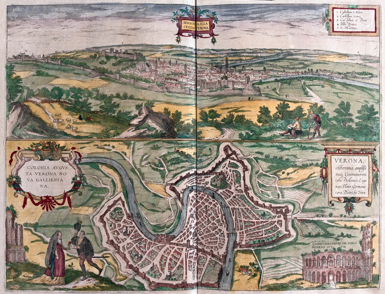 Verona, Italien - i "Civitates Orbis Terrarum" av6 Georg Braun, Köln 1617 av Georg Braun