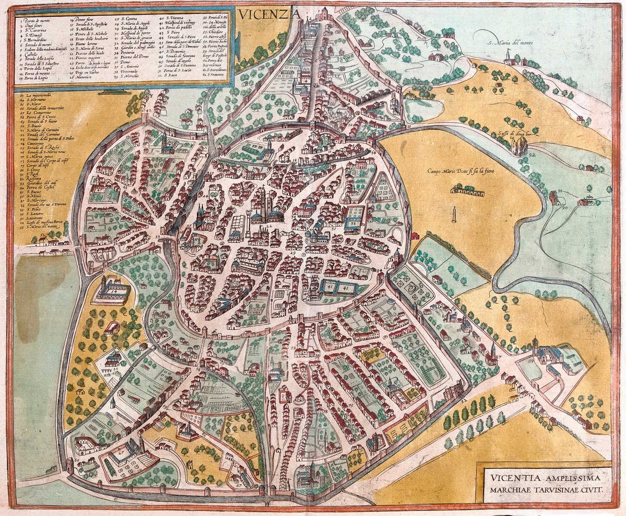 Vicenza, Italien - i "Civitates Orbis Terrarum" av Georg Braun, Köln 1617 av Georg Braun