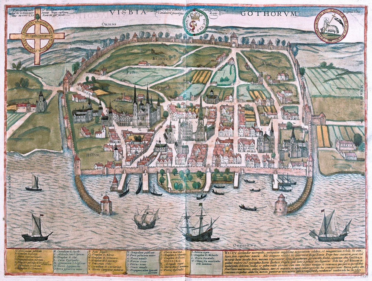 Visby, Gotland, Sverige - i "Civitates Orbis Terrarum" av Georg Braun, Köln 1617 av Georg Braun