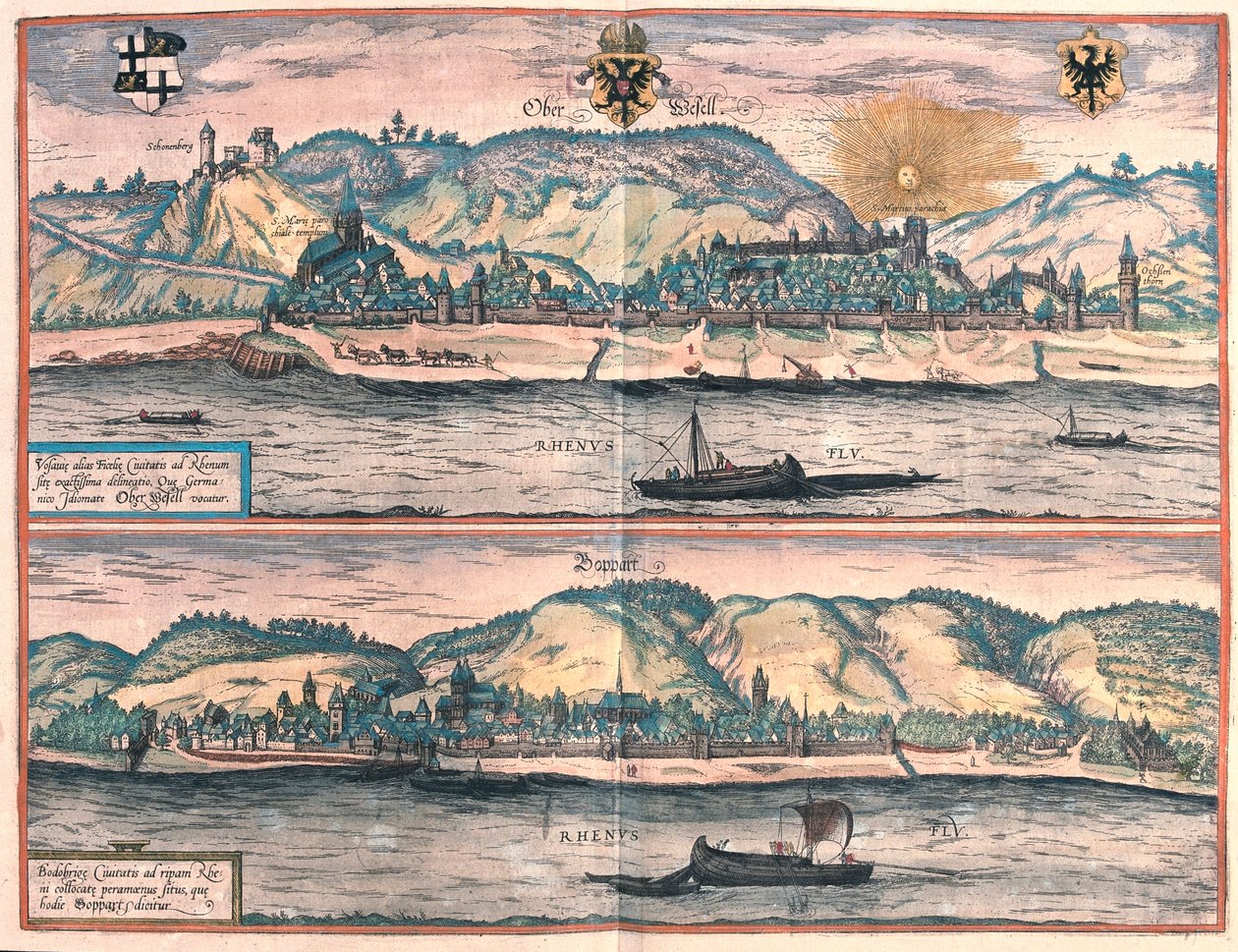 Vosavia (Ficelia) Oberwesel - Boppard, Tyskland - i "Civitates Orbis Terrarum" av Georg Braun, Köln 1617 av Georg Braun