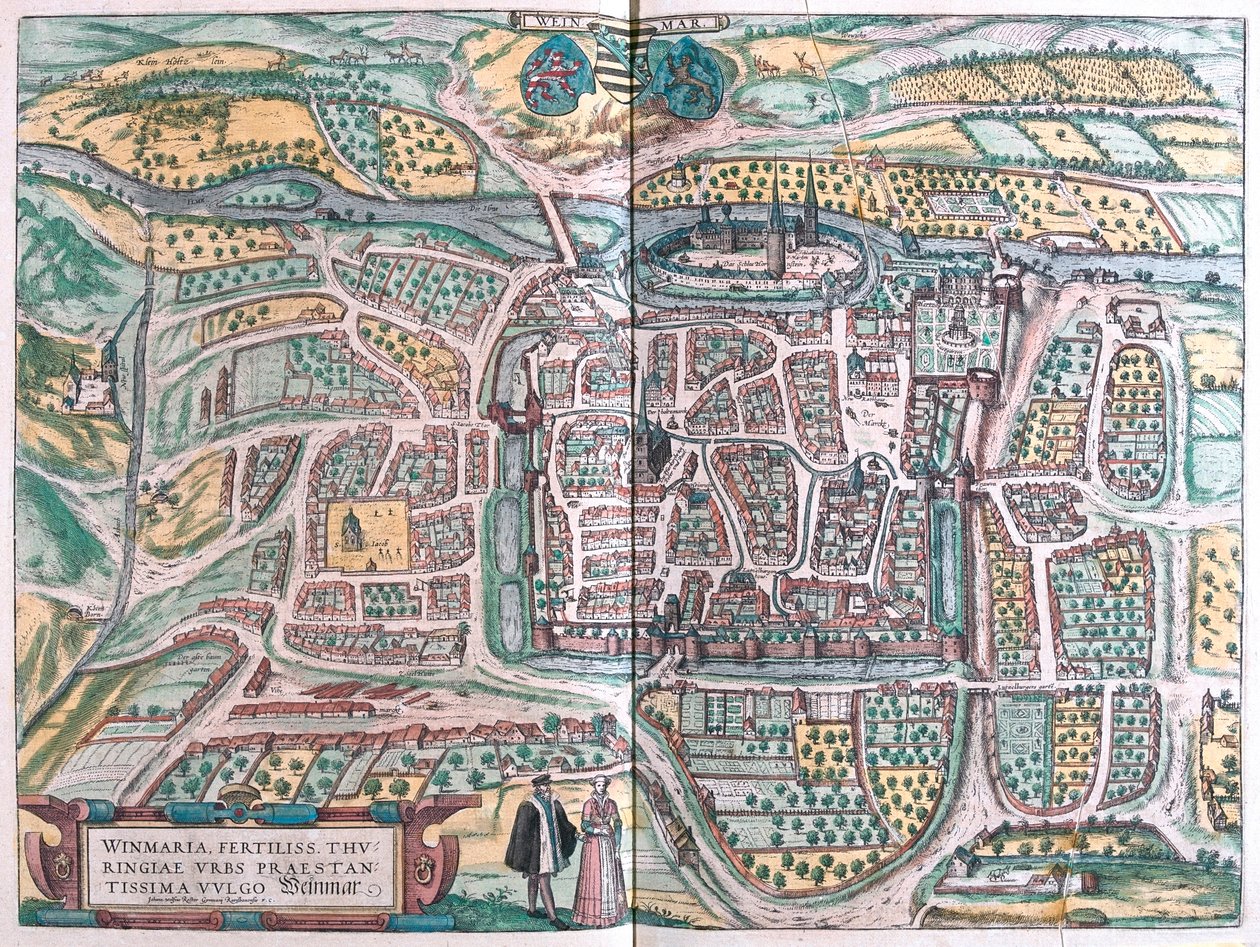 Weimar, Tyskland - i "Civitates Orbis Terrarum" av Georg Braun, Köln 1617 av Georg Braun