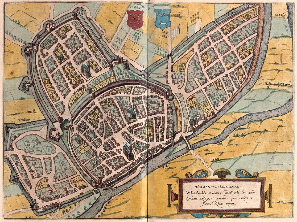 Wesel,i Nordrhein Westphalia, Tyskland - i "Civitates Orbis Terrarum" av Georg Braun, Köln 1617 av Georg Braun