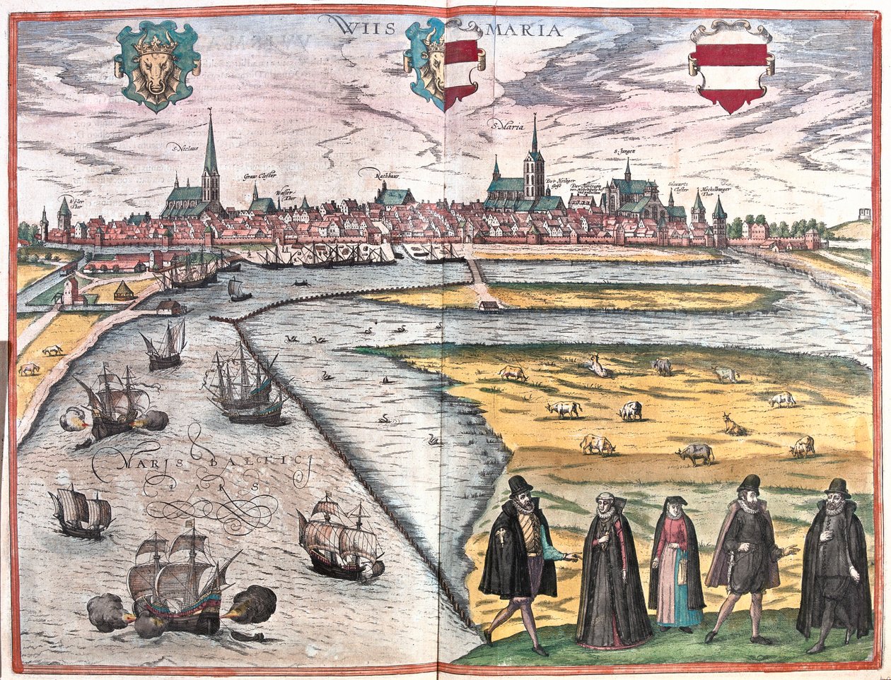 Wismar, Tyskland - i "Civitates Orbis Terrarum" av Georg Braun, Köln 1617 av Georg Braun