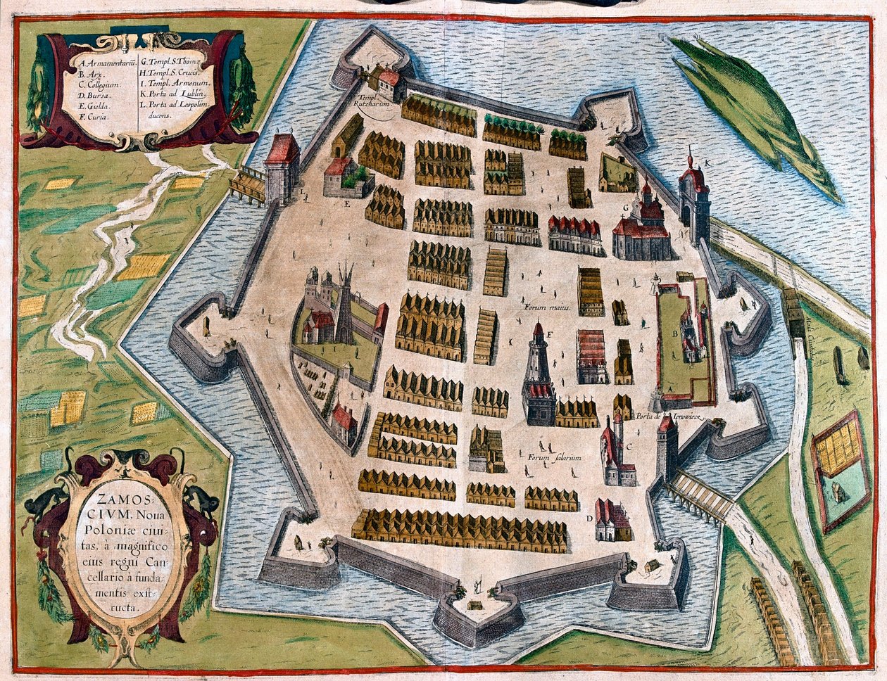 Zamosc, Polen - i "Civitates Orbis Terrarum" av Georg Braun, Köln 1617 av Georg Braun
