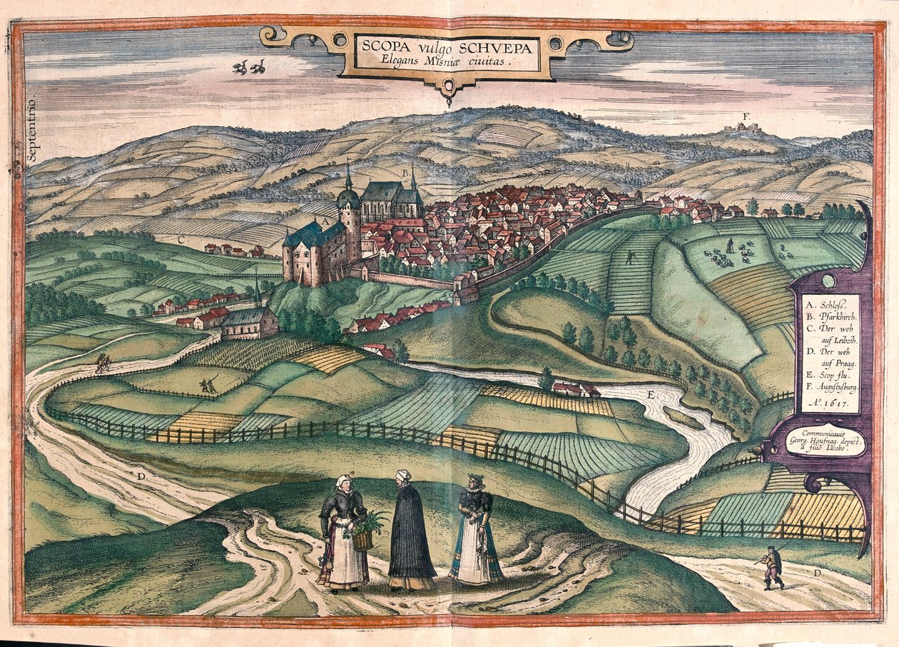 Zschopau, Tyskland - i "Civitates Orbis Terrarum" av Georg Braun, Köln 1617 av Georg Braun