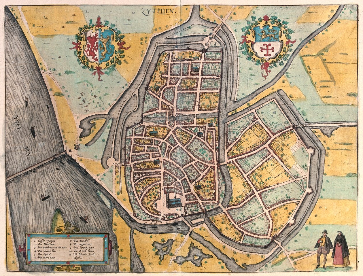 Zutphen, Nederländerna - i "Civitates Orbis Terrarum" av Georg Braun, Köln 1617 av Georg Braun