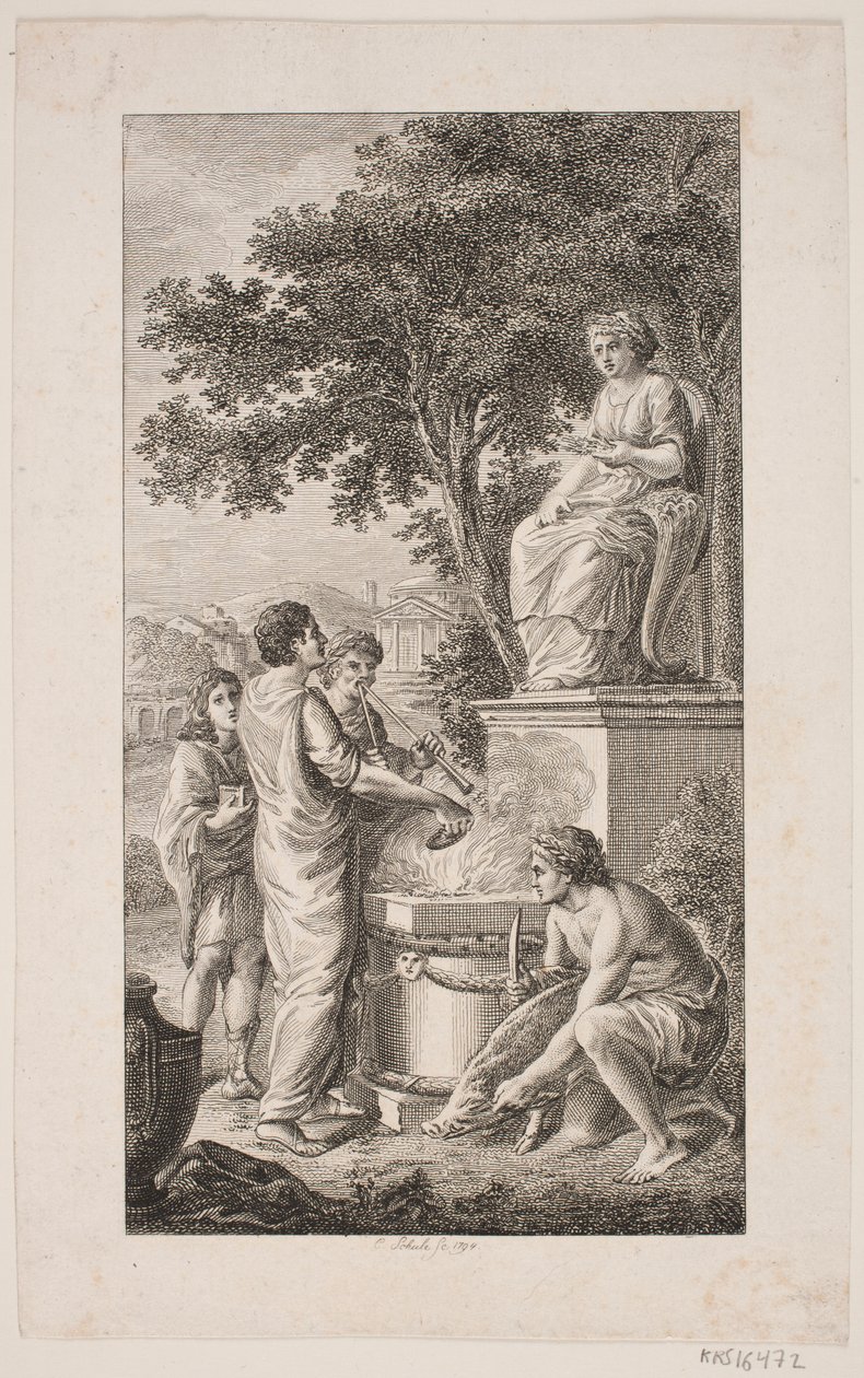 Illustration med offerscene av Georg Christian Schule