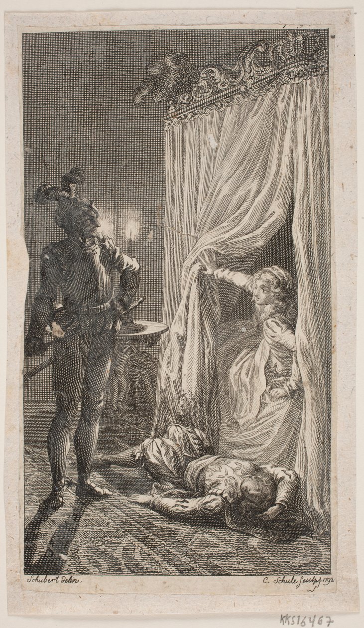 Illustration med sovrumsscen av Georg Christian Schule