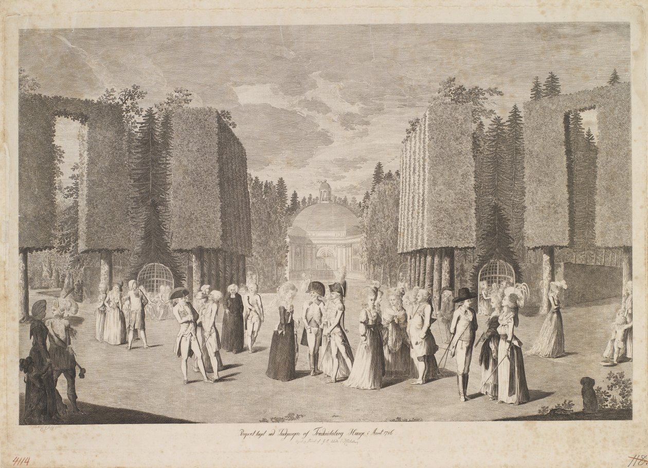 Prospekt taget vid infarten till Friederichsberg Hauge år 1786 av Georg Christian Schule
