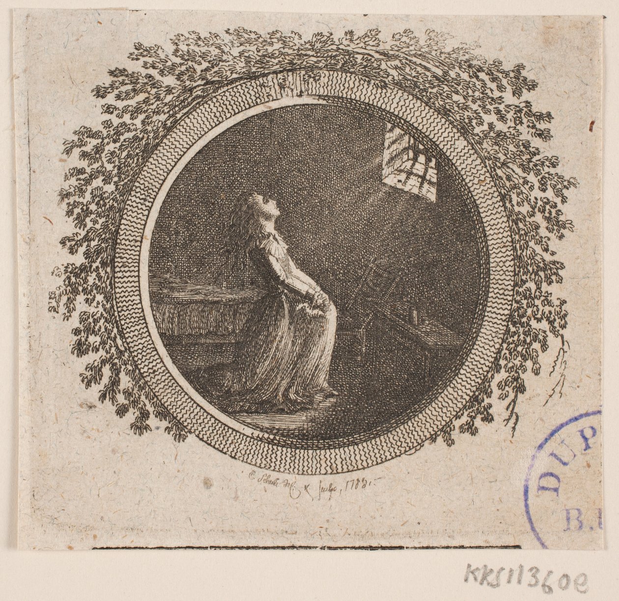 Titelvinjett till S. Richardson: "Miss Clarissa Harlowes historia", del sex av Georg Christian Schule