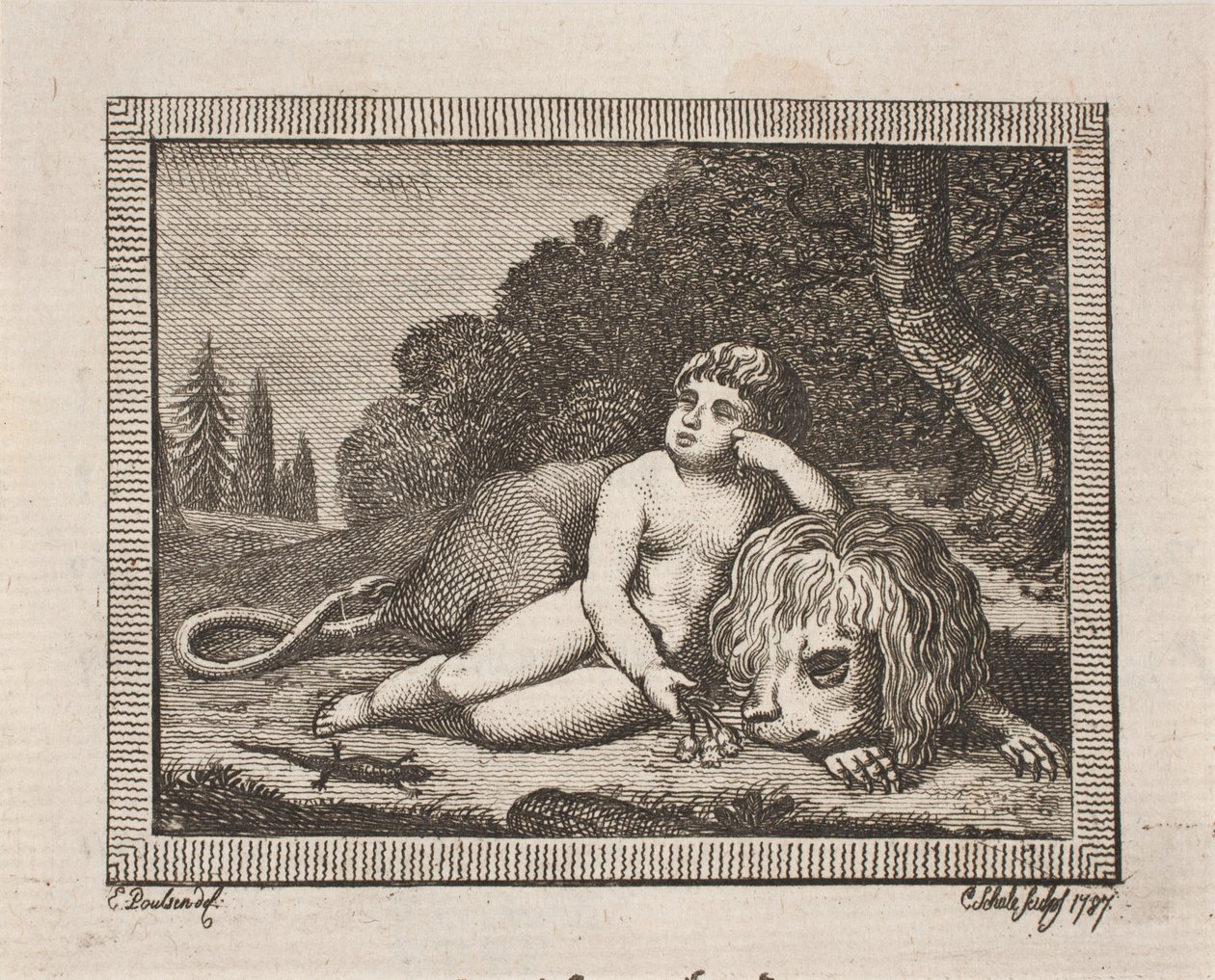 Vinjett för J. H. Wessels "Alla skrifter" av Georg Christian Schule