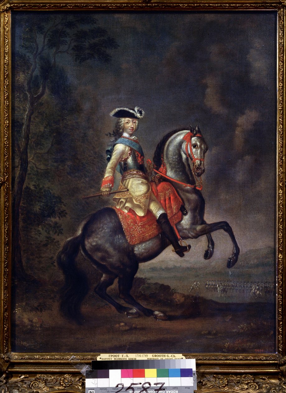 Porträtt av storhertigen Peter III (1728-1762) (Porträtt av storhertigen Peter III). Målning av Georg Christoph Grooth (1716-1762), olja på duk av Georg Christoph Grooth