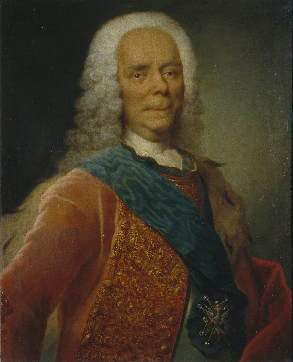 Porträtt av prins Vasilij Vladimirovich Dolgorukov 1667-1746, före 1746 av Georg Christoph Grooth